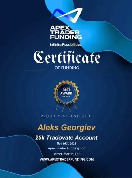 Сертификат Apex Trader Funding 25K, Aleks Georgiev