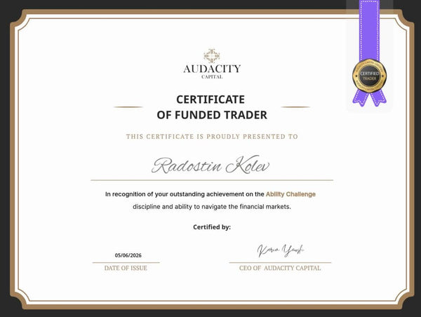 Сертификат Audacity Capital, Radostin Kolev