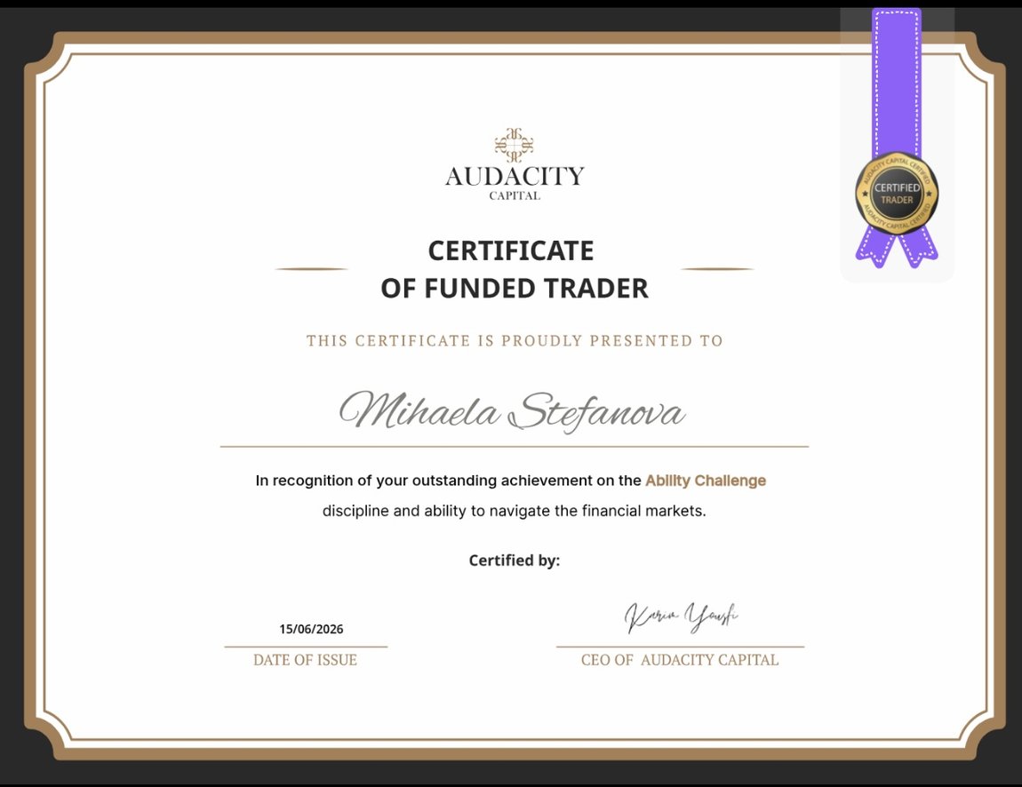 Сертификат Audacity Capital, Mihaela Stefanova