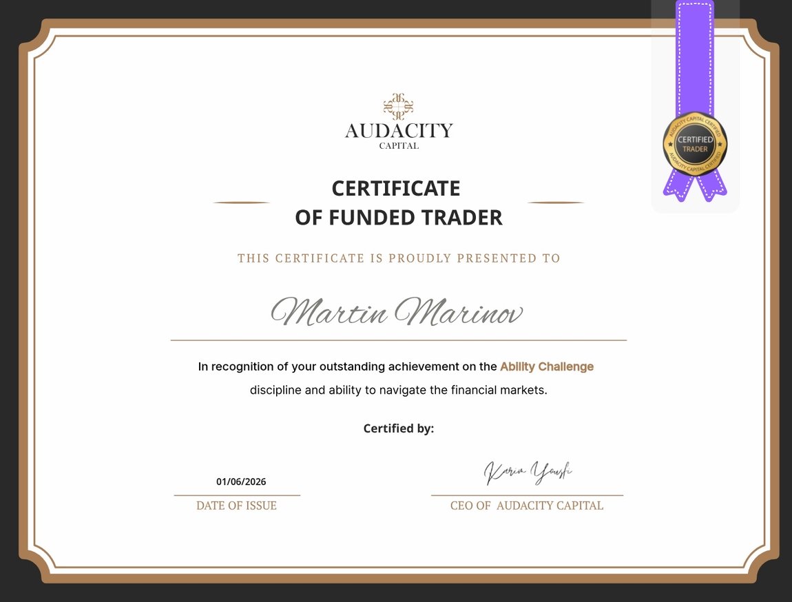 Сертификат Audacity Capital, Martin Marinov